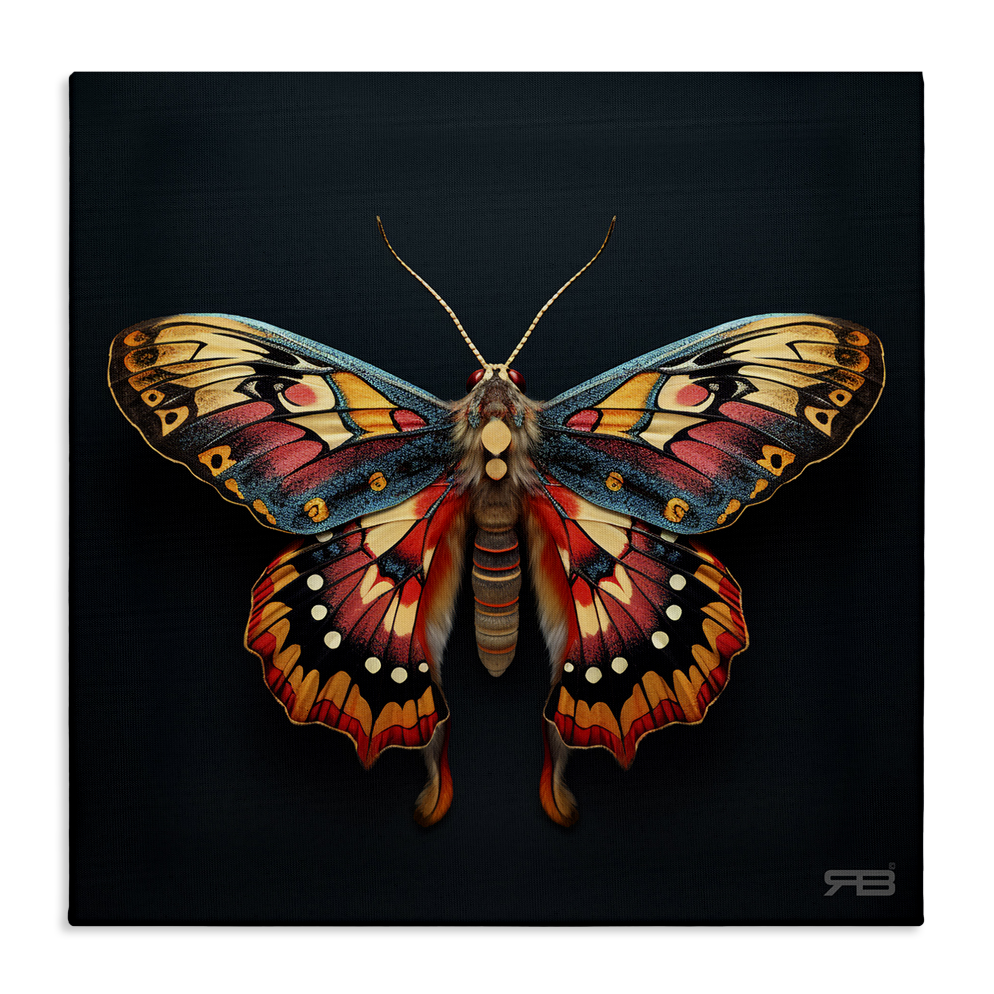 Stupell Industries Vivid Patterned Moth Animals & Insects Painting Gallery Wrapped Canvas Art Print Wall Art, 17 x 17