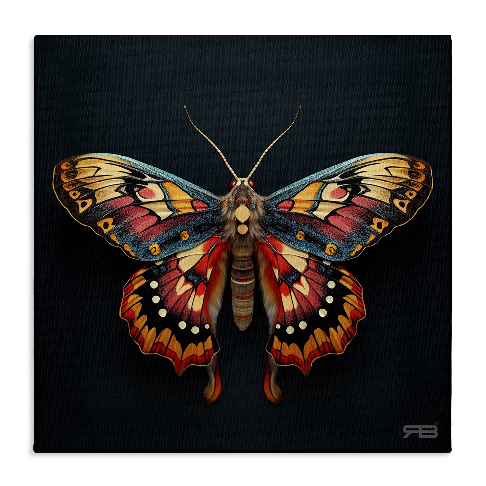Stupell Industries Vivid Patterned Moth Animals & Insects Painting Gallery Wrapped Canvas Art Print Wall Art, 24 x 24
