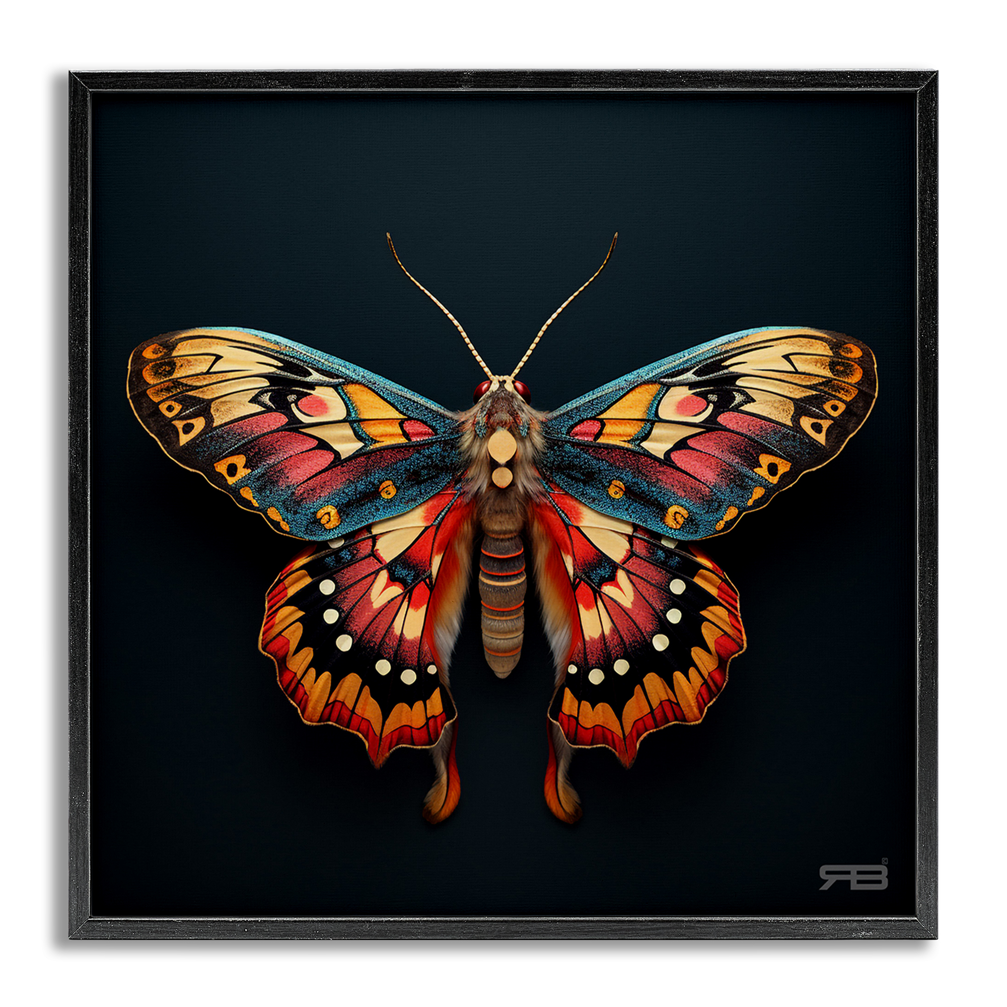 Stupell Industries Vivid Patterned Moth Animals & Insects Painting Gray Framed Art Print Wall Art, 12 x 12