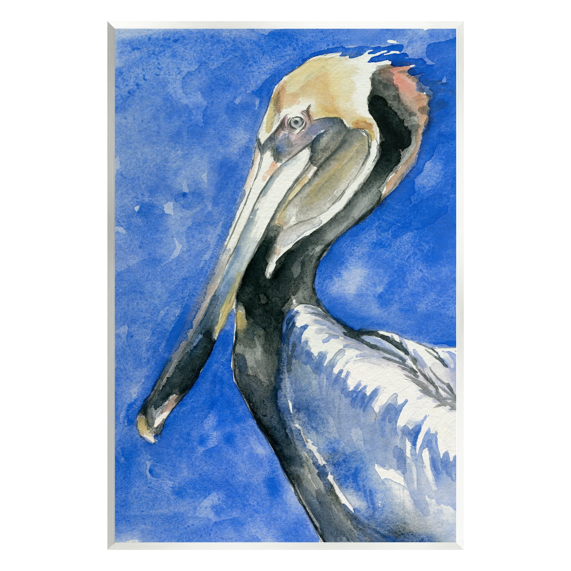 Stupell Industries Vivid Pelican Wildlife Bird Blue Watercolor Detail Painting Unframed Art Print Wall Art, Design by Jennifer Paxton Parker