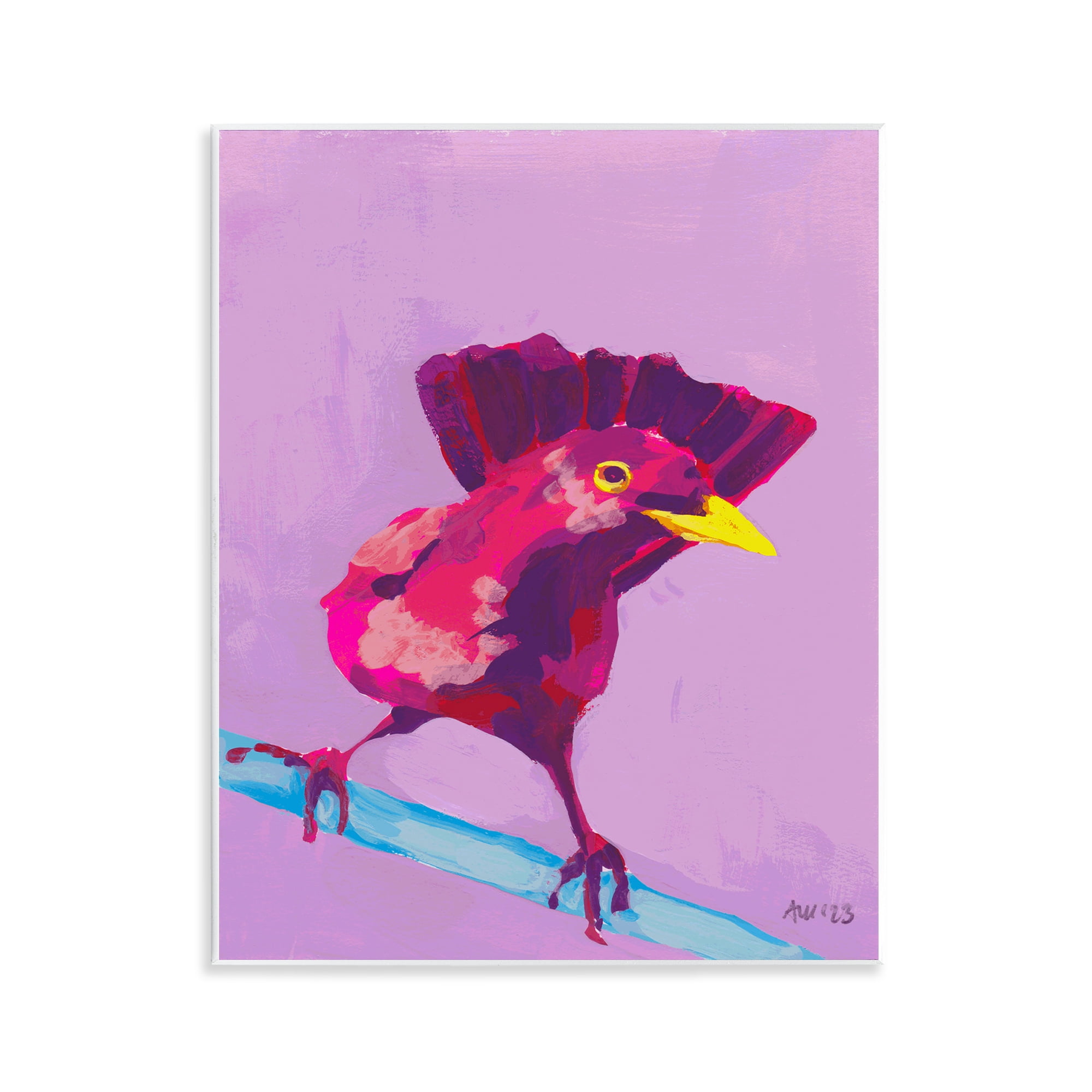 Stupell Industries Vivid Perched Bird Animals Painting Unframed Art Print Wall Art, 11 x 14