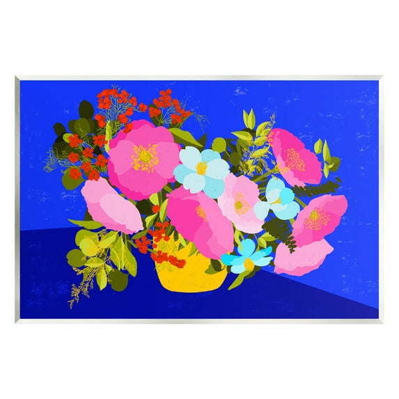 Stupell Industries Vivid Pink & Blue Bouquet Botanical & Floral Painting Unframed Art Print Wall Art, 19 x 13