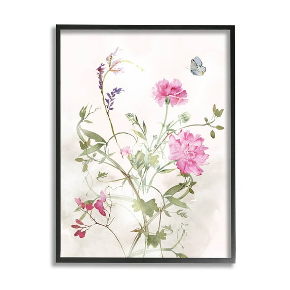 Stupell Industries Vivid Pink Carnation Blooms Graphic Art Black Framed Art Print Wall Art, Design by Nina Blue