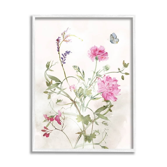 Stupell Industries Vivid Pink Carnation Blooms Graphic Art White Framed Art Print Wall Art, Design by Nina Blue