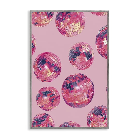 Stupell Industries Contemporary Vivid Pink Disco Pattern Gray Framed Giclee Art, 20 x 30, by LSR Design Studio