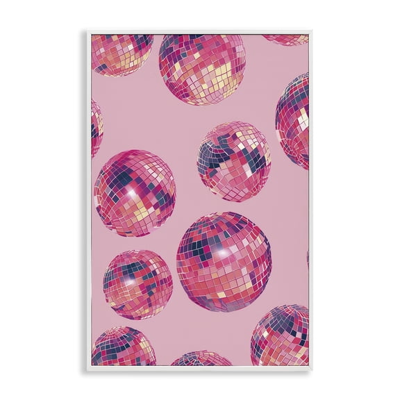 Stupell Industries Vivid Pink Disco Pattern Music Painting White Framed Art Print Wall Art, 12 x 18