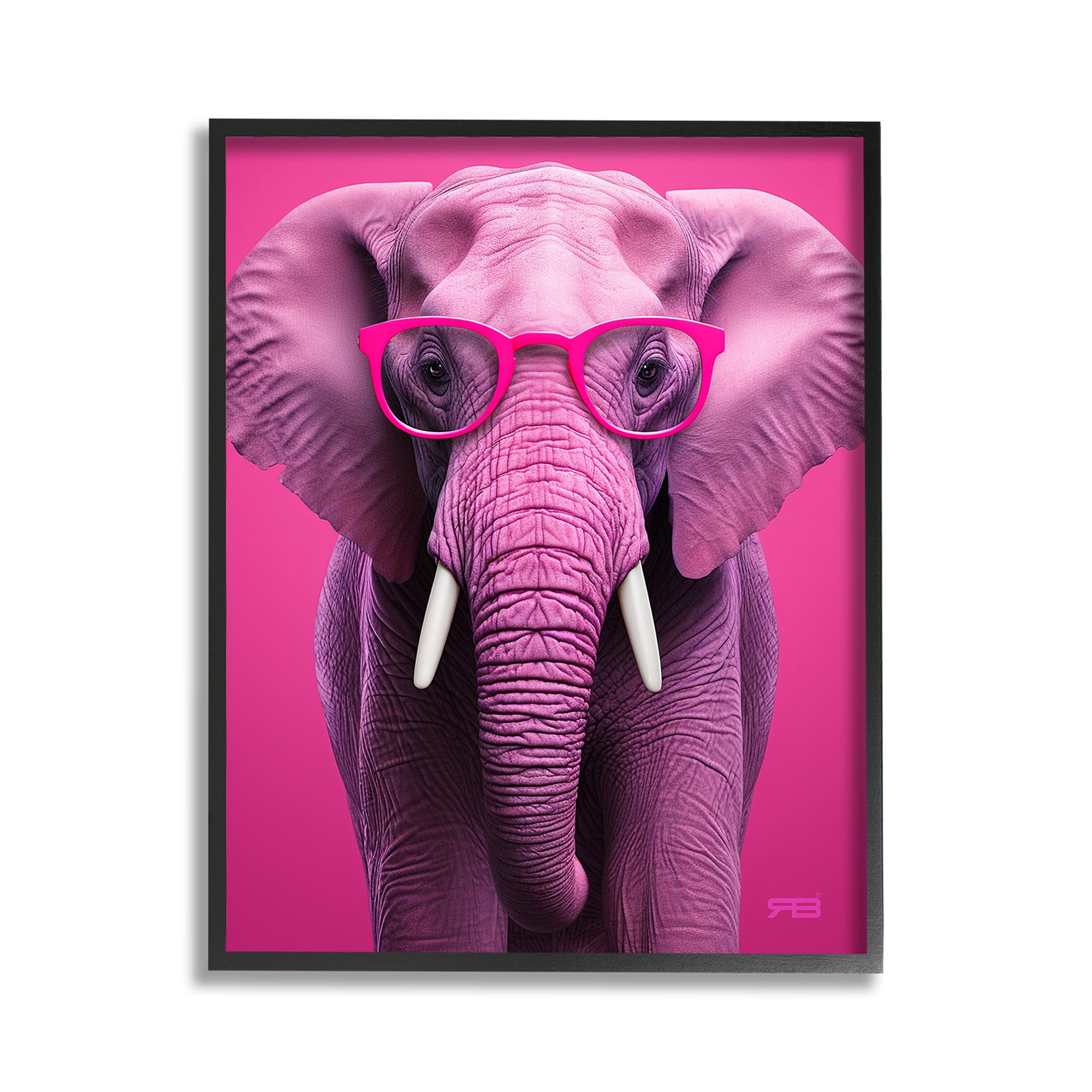 Stupell Industries Vivid Pink Elephant Animals & Insects Painting Black Framed Art Print Wall Art, 11 x 14