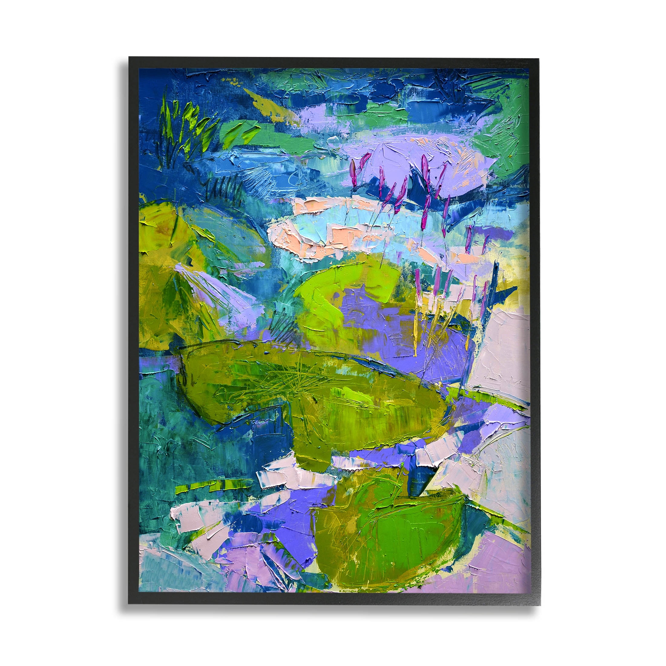 Stupell Industries Vivid Pond Lily Lotus Flowers Floating Painting Black Framed Art Print Wall Art, Design by Dorothy Fagan