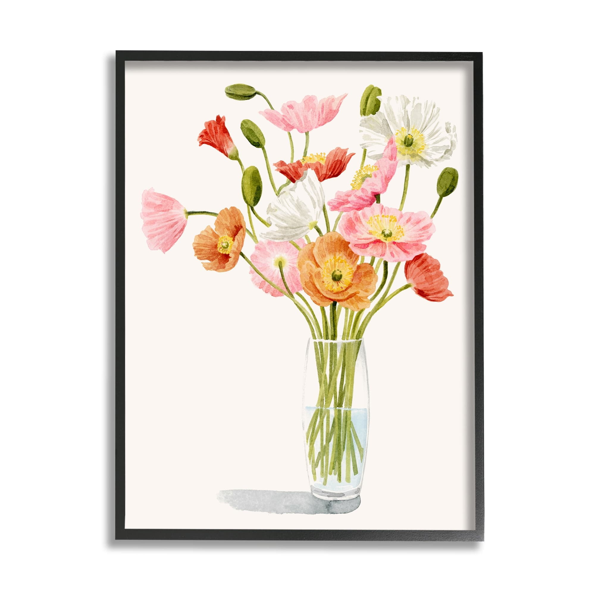 Stupell Industries Vivid Poppies Glass Floral Bouquet Arrangement ,16 x 20, Design by Grace Popp
