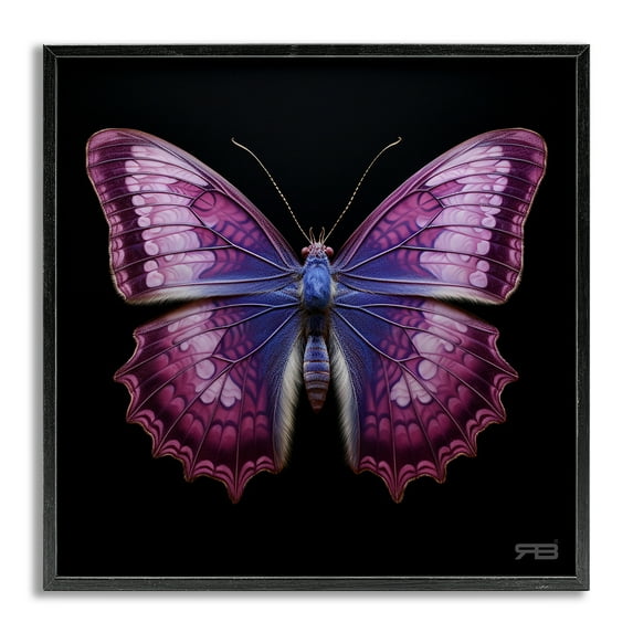 Stupell Industries Vivid Purple Butterfly Animals & Insects Painting Gray Framed Art Print Wall Art, 17 x 17
