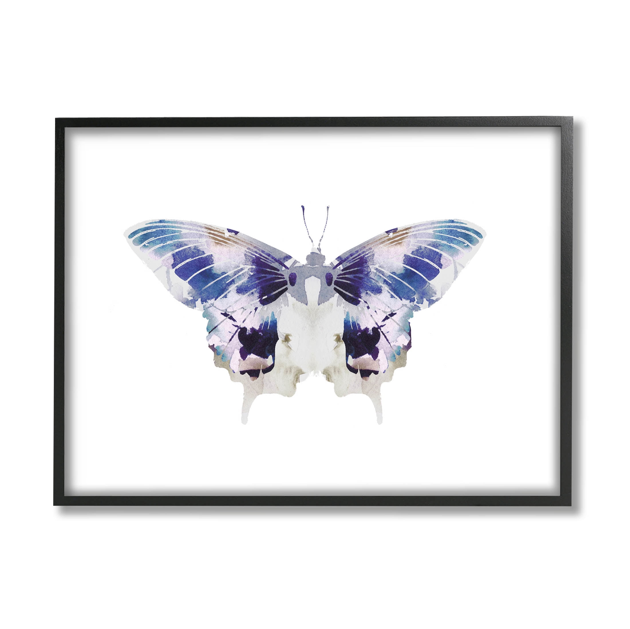 Stupell Industries Vivid Purple Butterfly Insect Graphic Art Black Framed Art Print Wall Art, Design by Leah Straatsma
