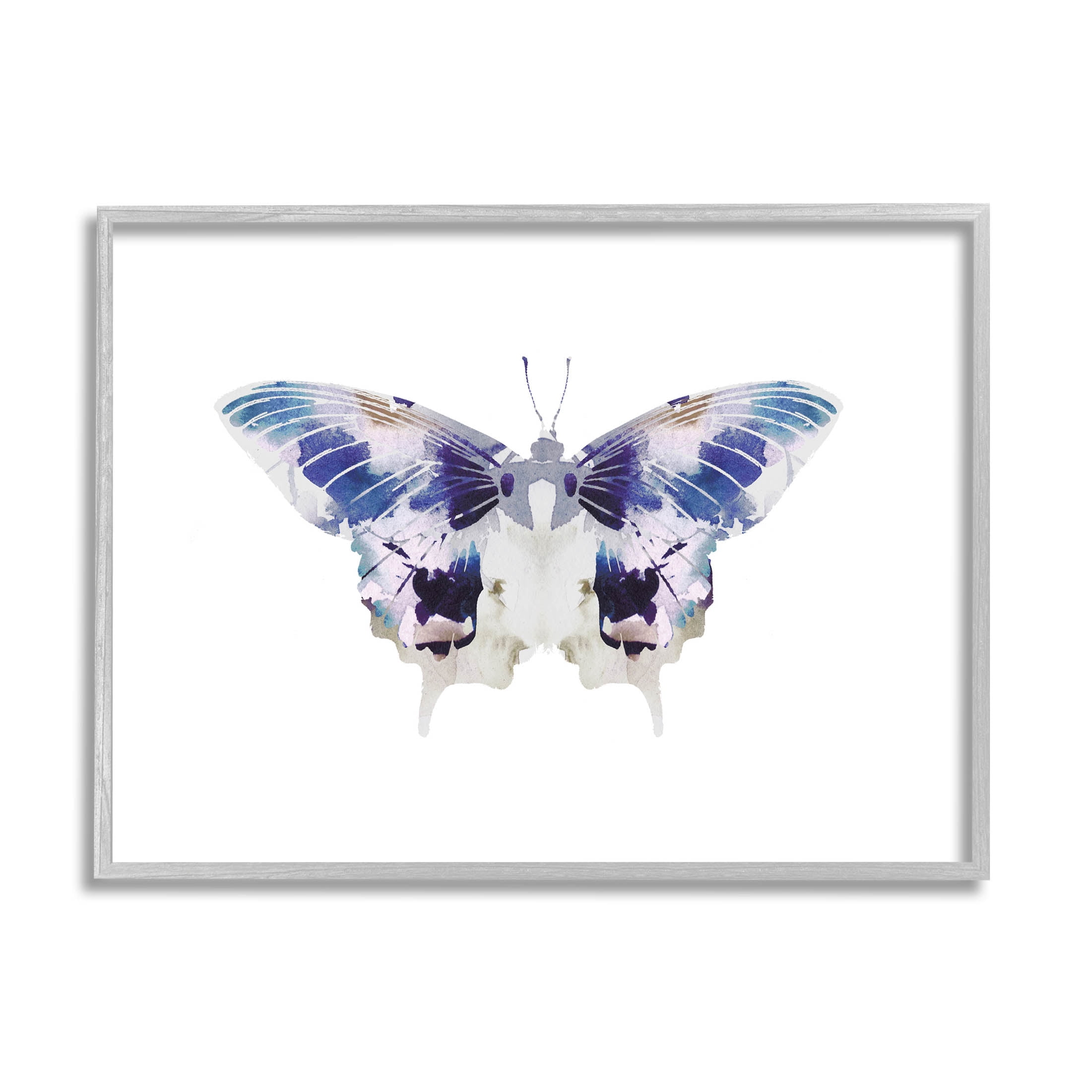 Stupell Industries Vivid Purple Butterfly Insect Graphic Art Gray Framed Art Print Wall Art, Design by Leah Straatsma