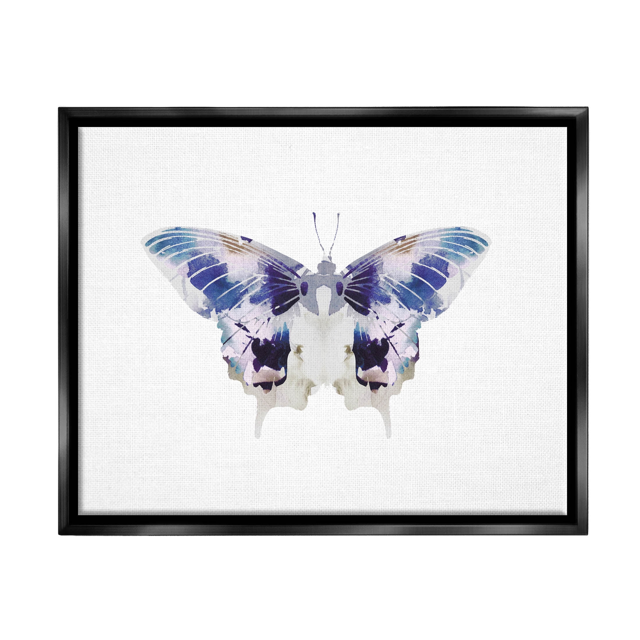 Stupell Industries Vivid Purple Butterfly Insect Graphic Art Jet Black Floating Framed Canvas Print Wall Art, Design by Leah Straatsma