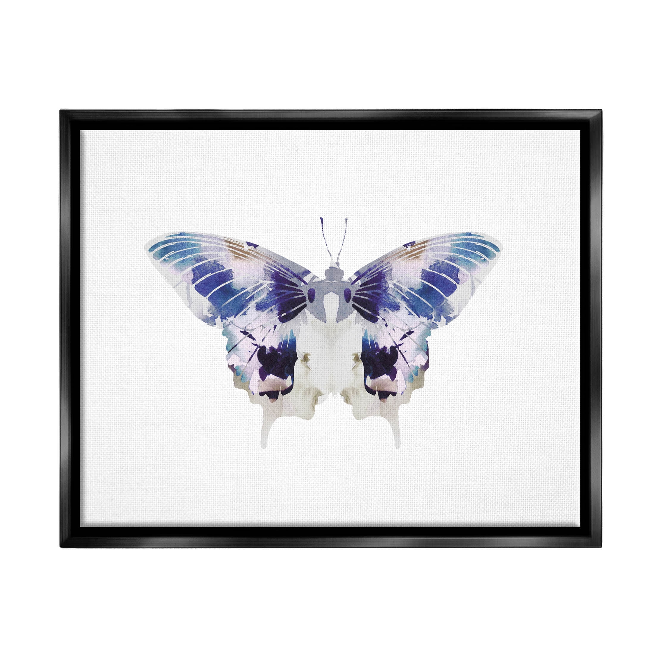 Stupell Industries Vivid Purple Butterfly Insect Graphic Art Jet Black Floating Framed Canvas Print Wall Art, Design by Leah Straatsma