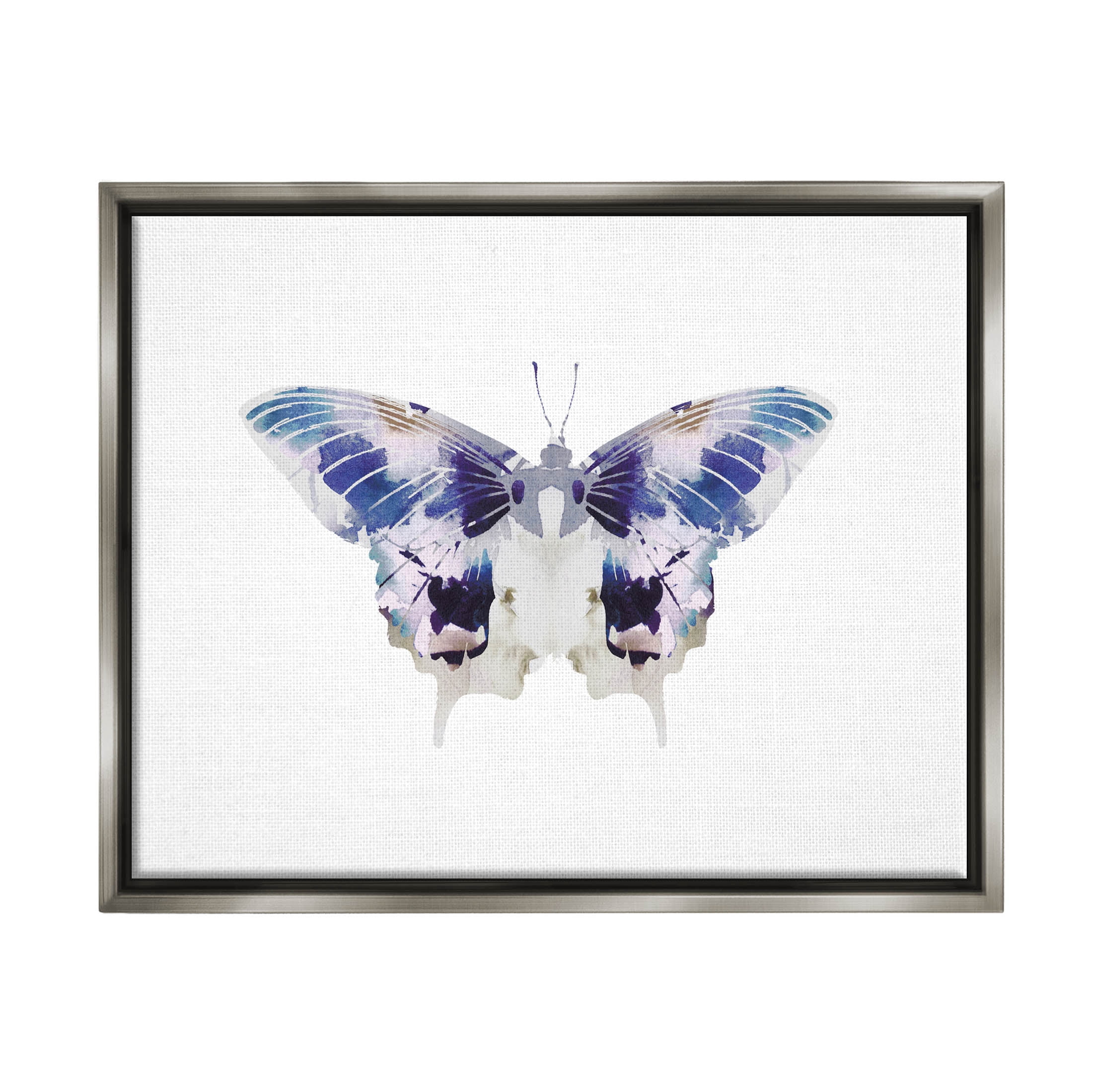 Stupell Industries Vivid Purple Butterfly Insect Graphic Art Luster Gray Floating Framed Canvas Print Wall Art, Design by Leah Straatsma