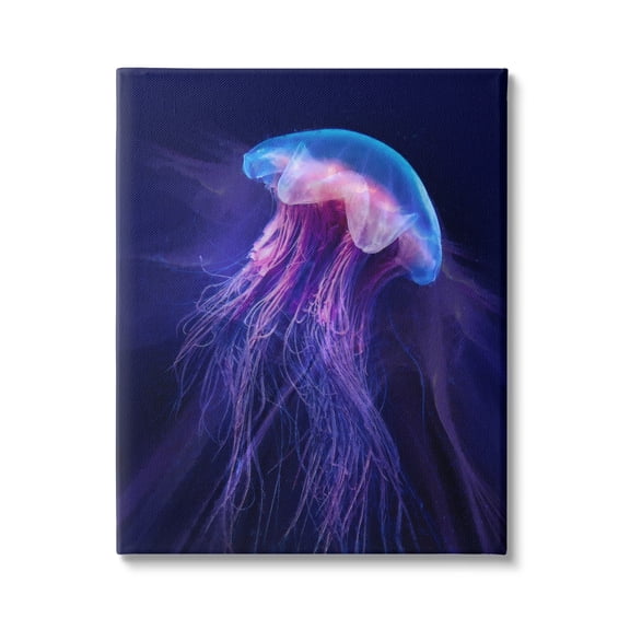 Stupell Industries Vivid Purple Jellyfish Swimming Ocean Sea Life Canvas Wall Art, 30 x 40, Design by Steve Hunziker