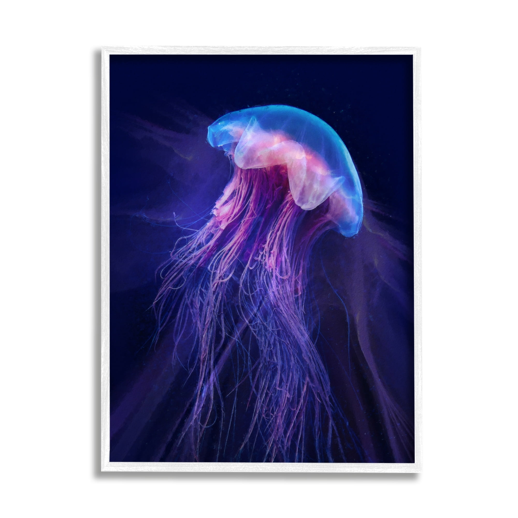 Stupell Industries Vivid Purple Jellyfish Swimming Ocean Sea Life Framed Wall Art, 11 x 14, Design by Steve Hunziker