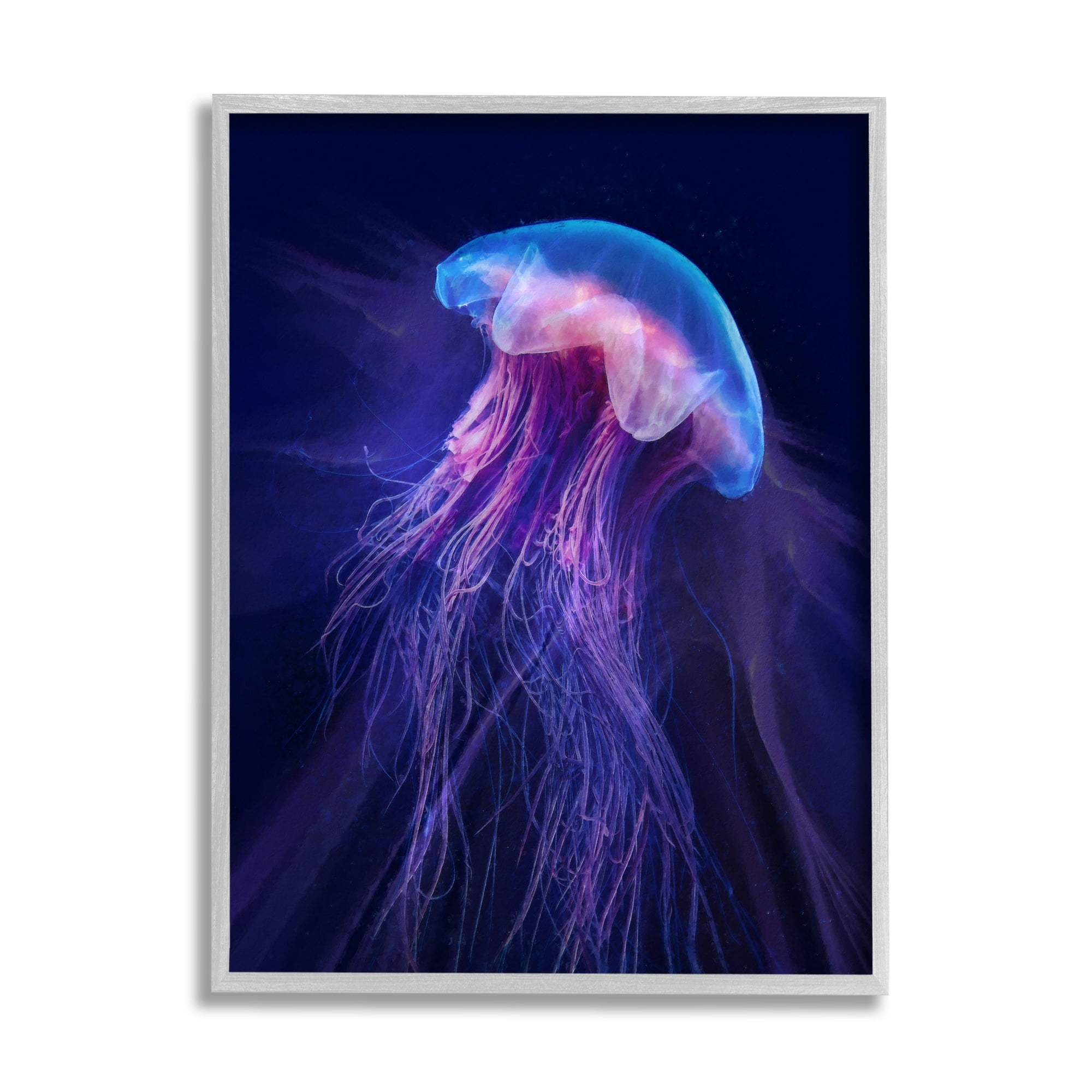 Stupell Industries Vivid Purple Jellyfish Swimming Ocean Sea Life Framed Wall Art, 11 x 14, Design by Steve Hunziker