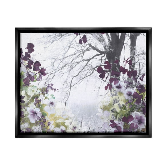 Stupell Industries Vivid Purple Woodland Blooms Photograph Jet Black Floating Framed Canvas Print Wall Art, Design by Design Fabrikken