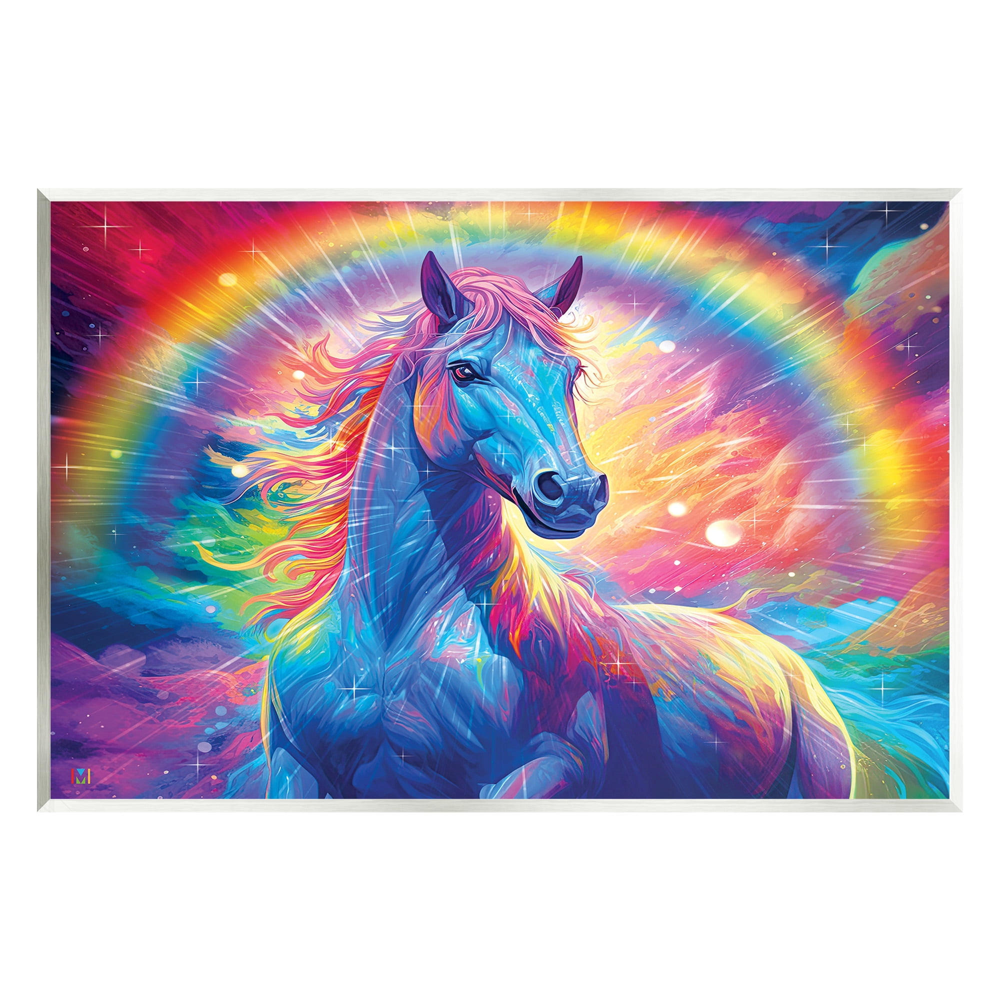 Stupell Industries Vivid Rainbow Horse Animals & Insects Painting Unframed Art Print Wall Art, 19 x 13