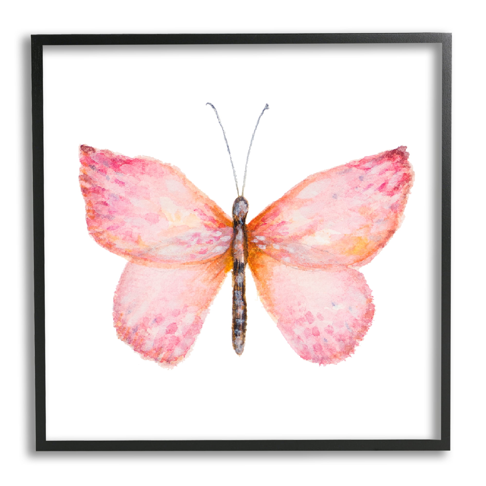 Stupell Industries Vivid Red Butterfly Watercolor Detail Insect Painting Painting Black Framed Art Print Wall Art, Design by Janice Gaynor