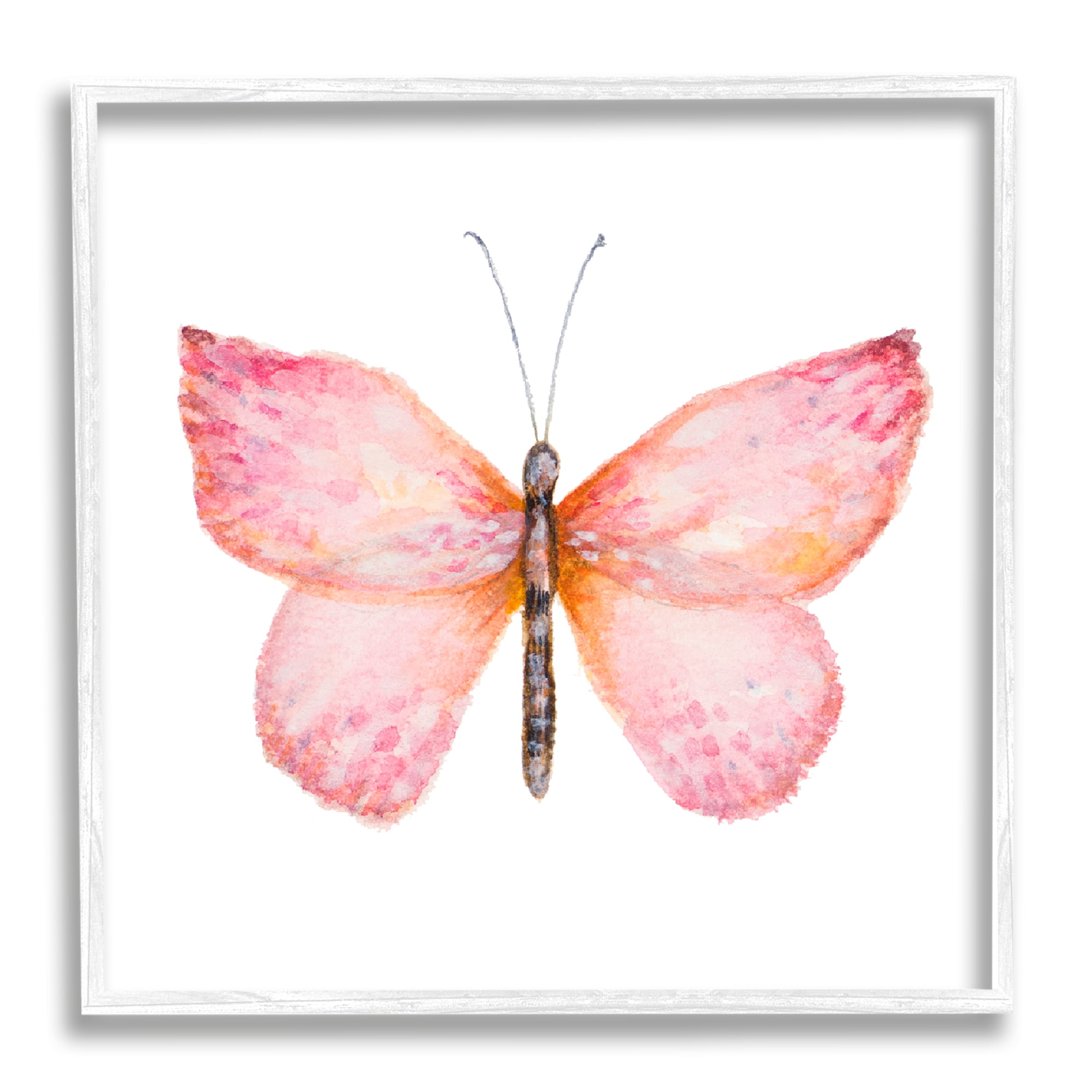 Stupell Industries Vivid Red Butterfly Watercolor Detail Insect Painting Painting White Framed Art Print Wall Art, Design by Janice Gaynor