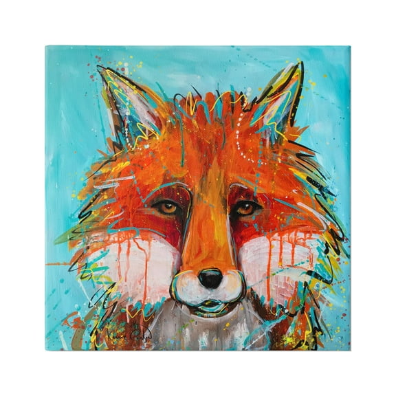 Stupell Industries Vivid Red Fox Street Style Paint Speckle Painting Gallery Wrapped Canvas Print Wall Art, Design by Karrie Evenson