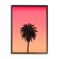 Stupell Industries Vivid Red Sky Palm Tree Silhouette Coastal Painting Black Framed Art Print Wall Art