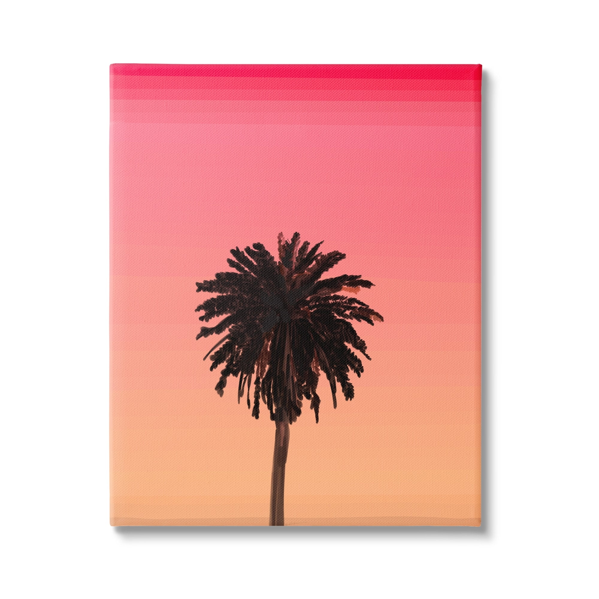 Vivid Red and Orange Palm Tree Silhouette Canvas Art, 16" x 20"