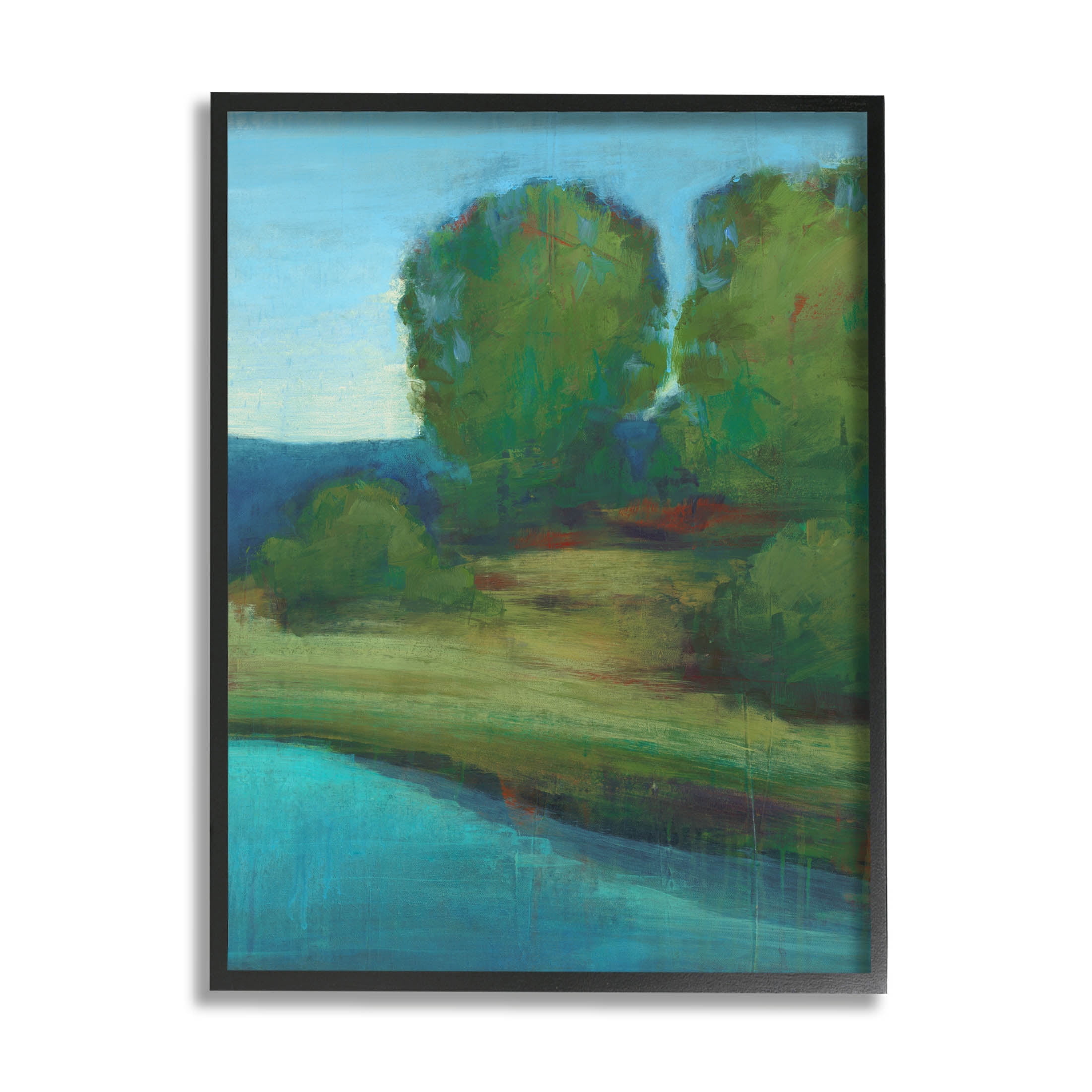 Stupell Industries Vivid River Forest Scenery Painting Black Framed Art Print Wall Art, Design by Stacy D'Aguiar
