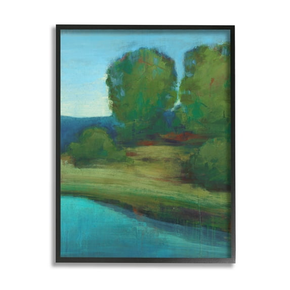 Stupell Industries Vivid River Forest Scenery Painting Black Framed Art Print Wall Art, Design by Stacy D'Aguiar