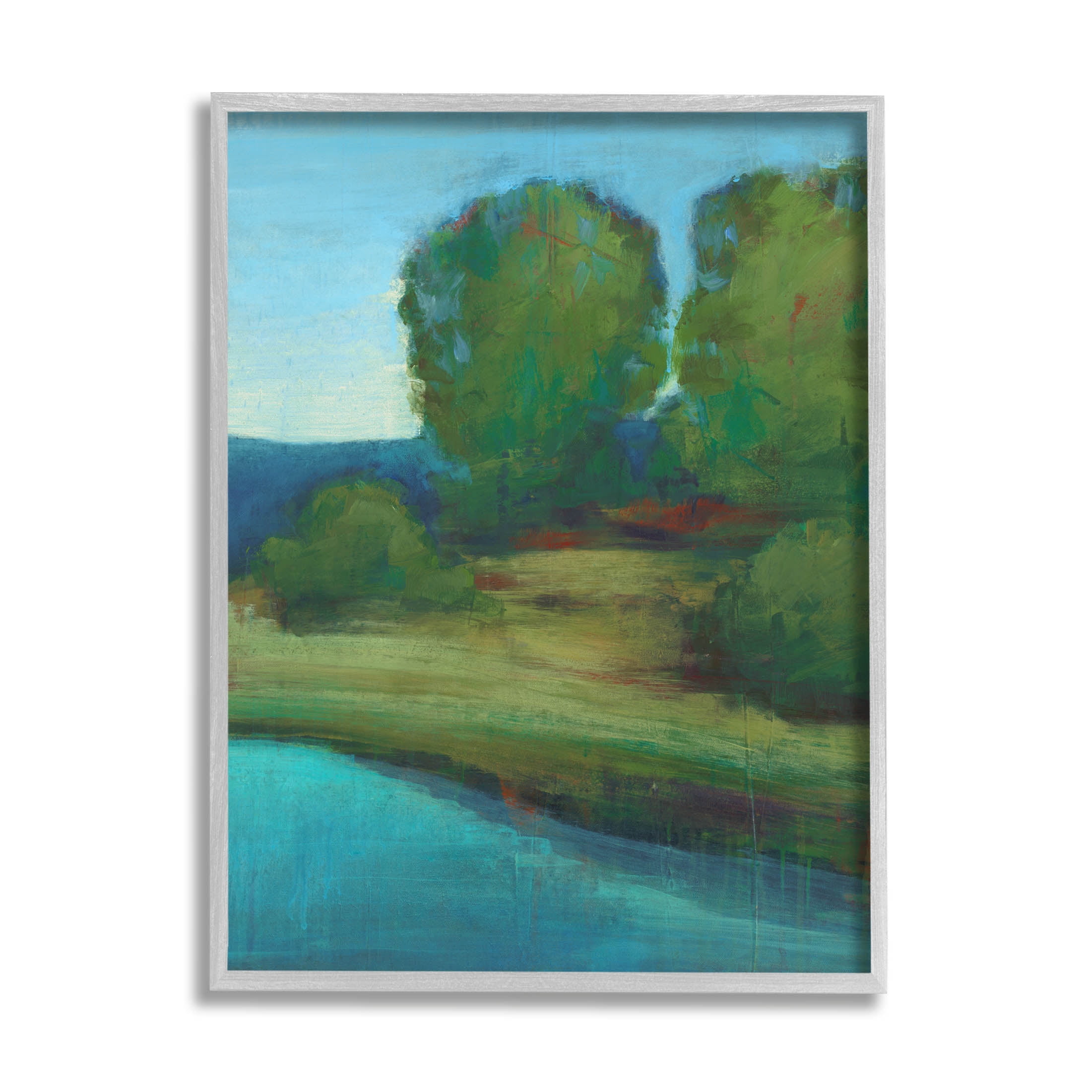 Stupell Industries Vivid River Forest Scenery Painting Gray Framed Art Print Wall Art, Design by Stacy D'Aguiar