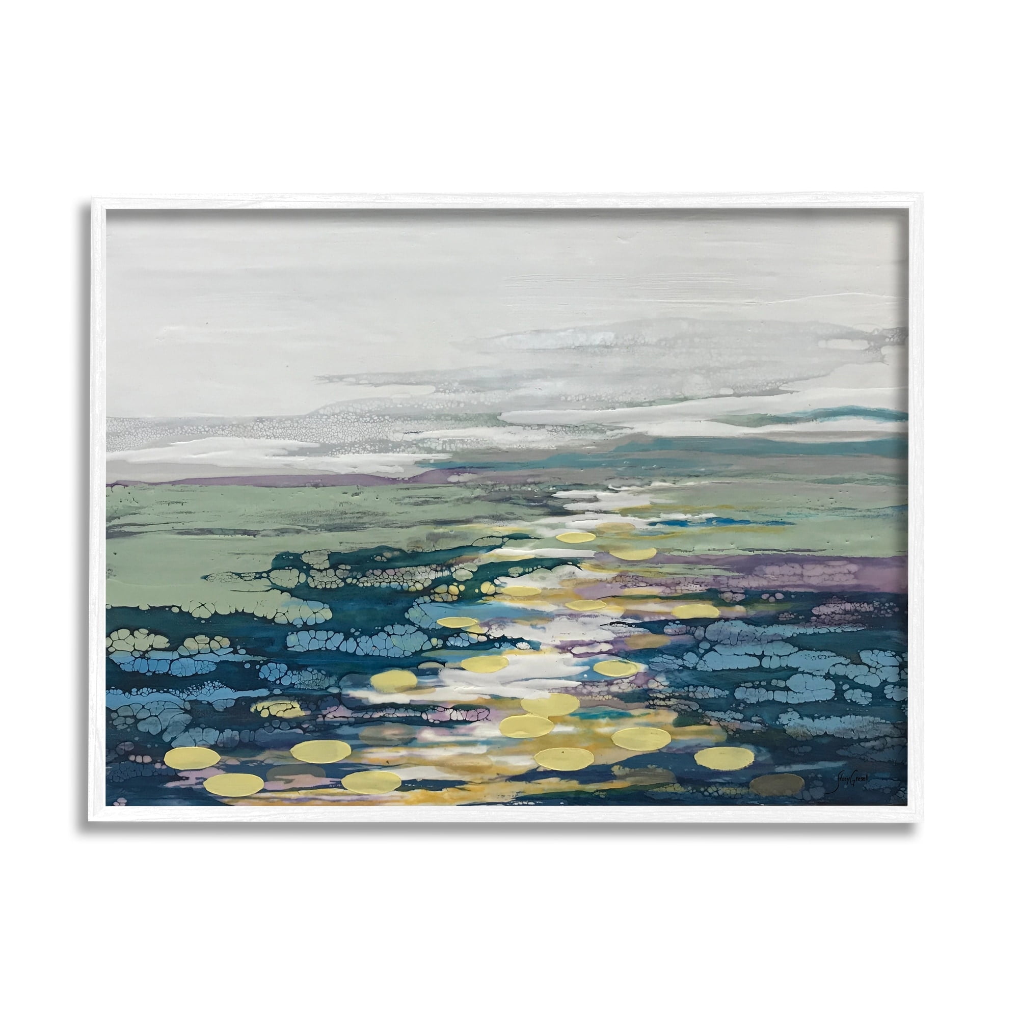 Stupell Industries Vivid Sea Water Ocean Surface Ripples Collage Painting White Framed Art Print Wall Art, Design by Stacy Gresell