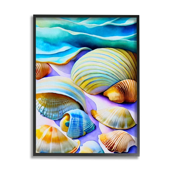 Stupell Industries Vivid Shells Abstraction Nature Painting Black Framed Art Print Wall Art, 16 x 20