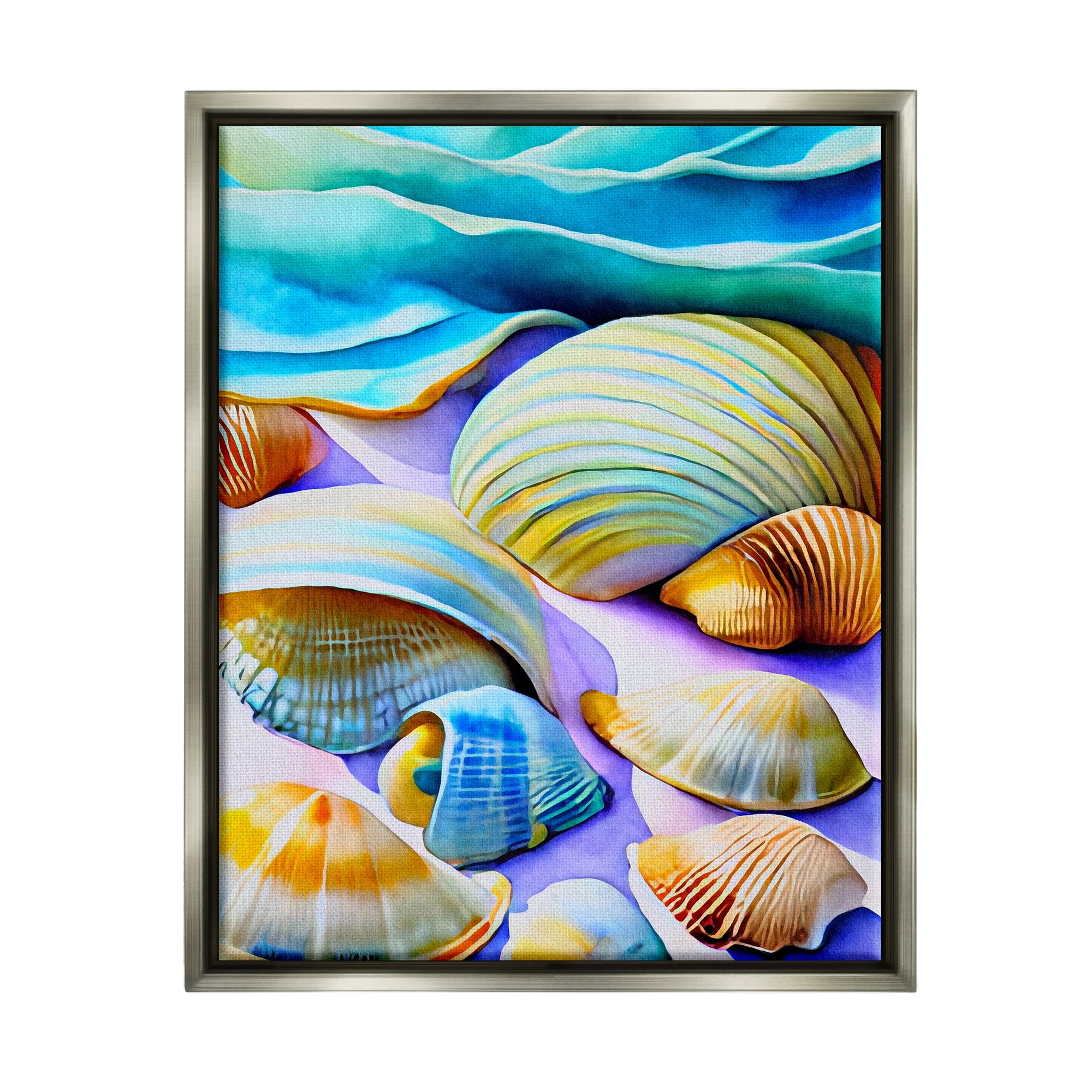 Stupell Industries Vivid Shells Abstraction Nature Painting Gray Floater Framed Art Print Wall Art, 25 x 31