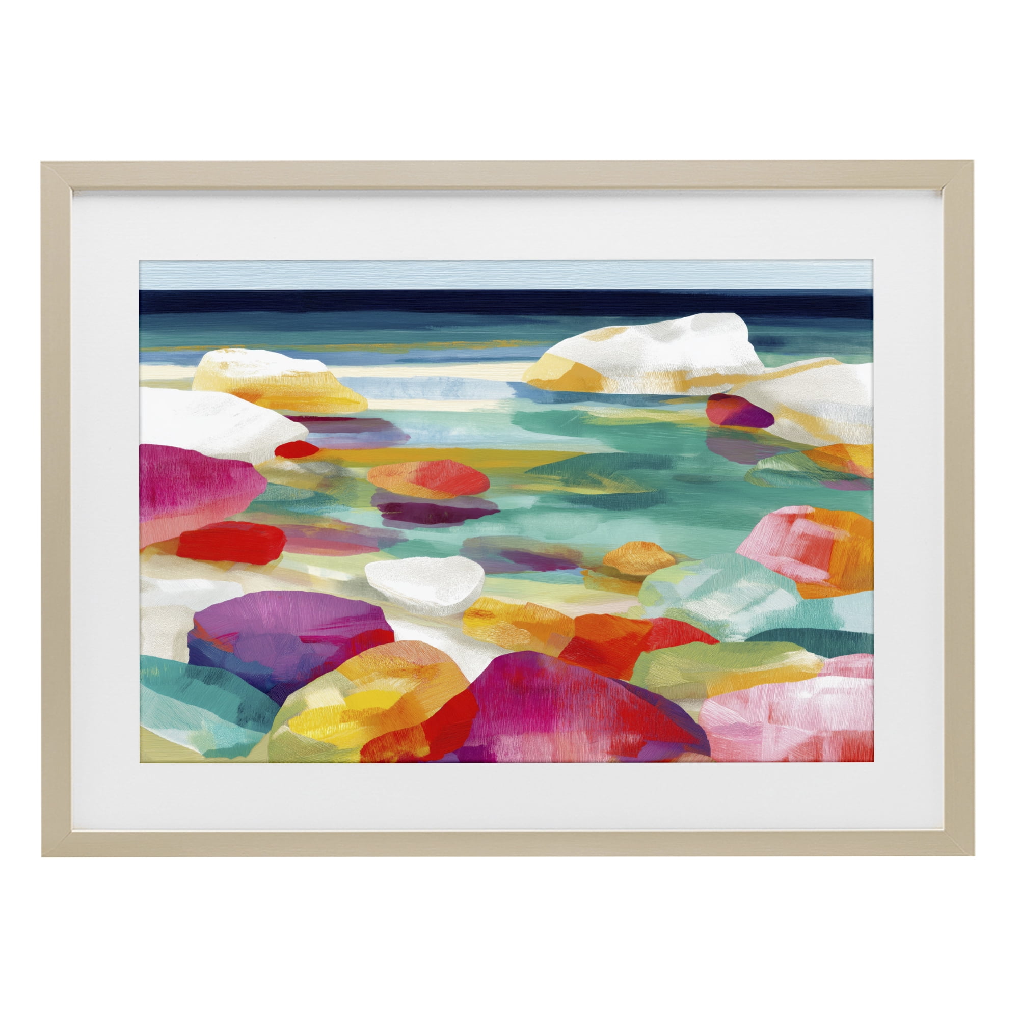 Stupell Industries Vivid Stones By The Shore Birch Framed Print Under Glass, design by Chromatic Storm Studio