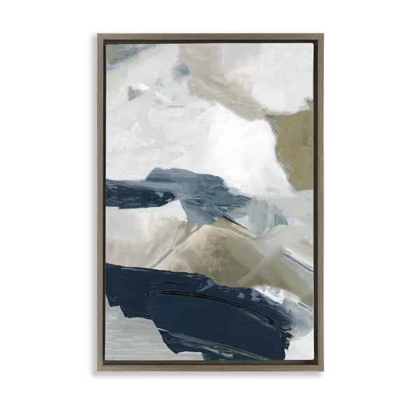 Stupell Industries Vivid Strokes in Neutrals Brown Framed Floater Canvas Wall Art design by Hannah Dawson, 25 x 17