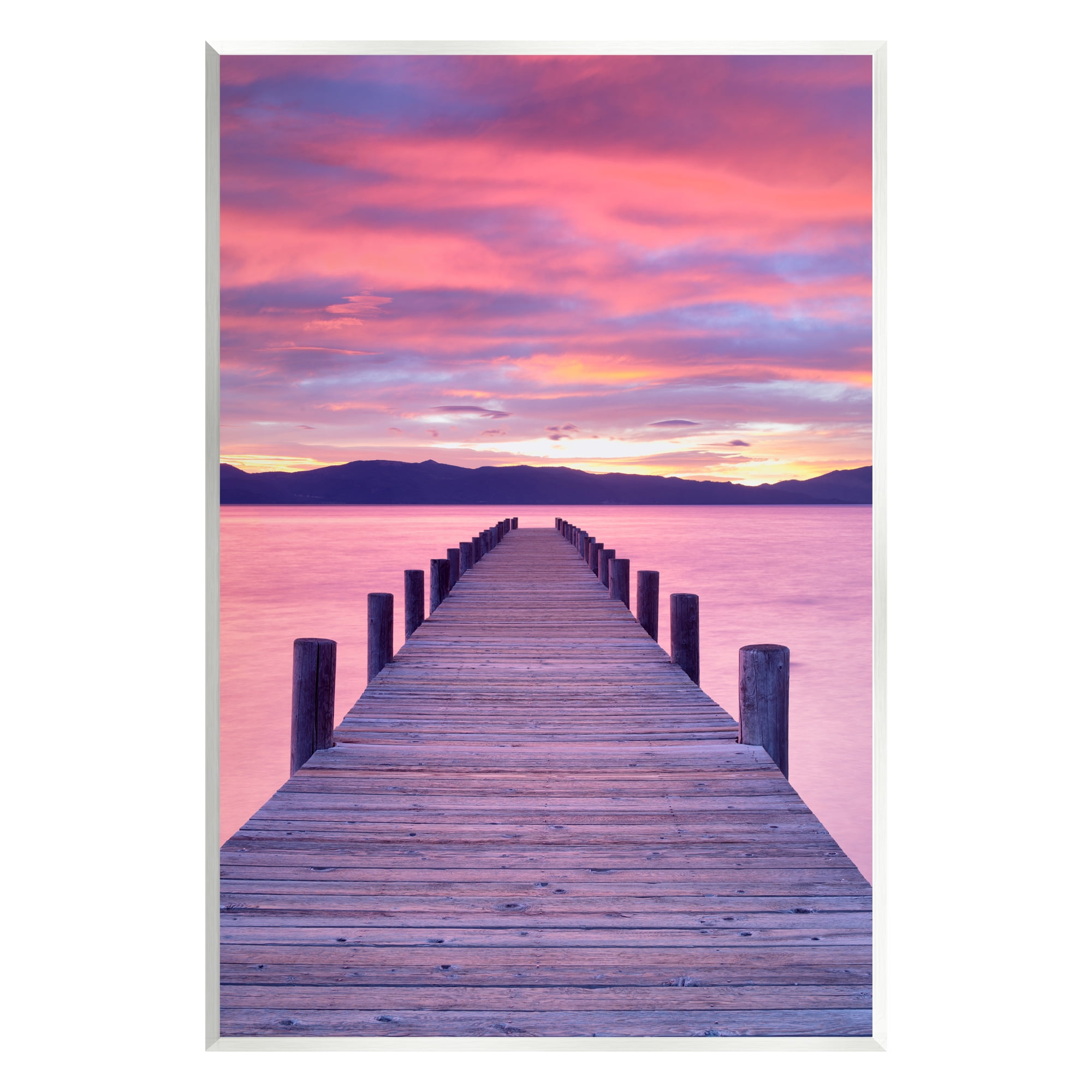 Stupell Industries Vivid Sunset Dock Coastal View Coastal Photography Unframed Art Print Wall Art