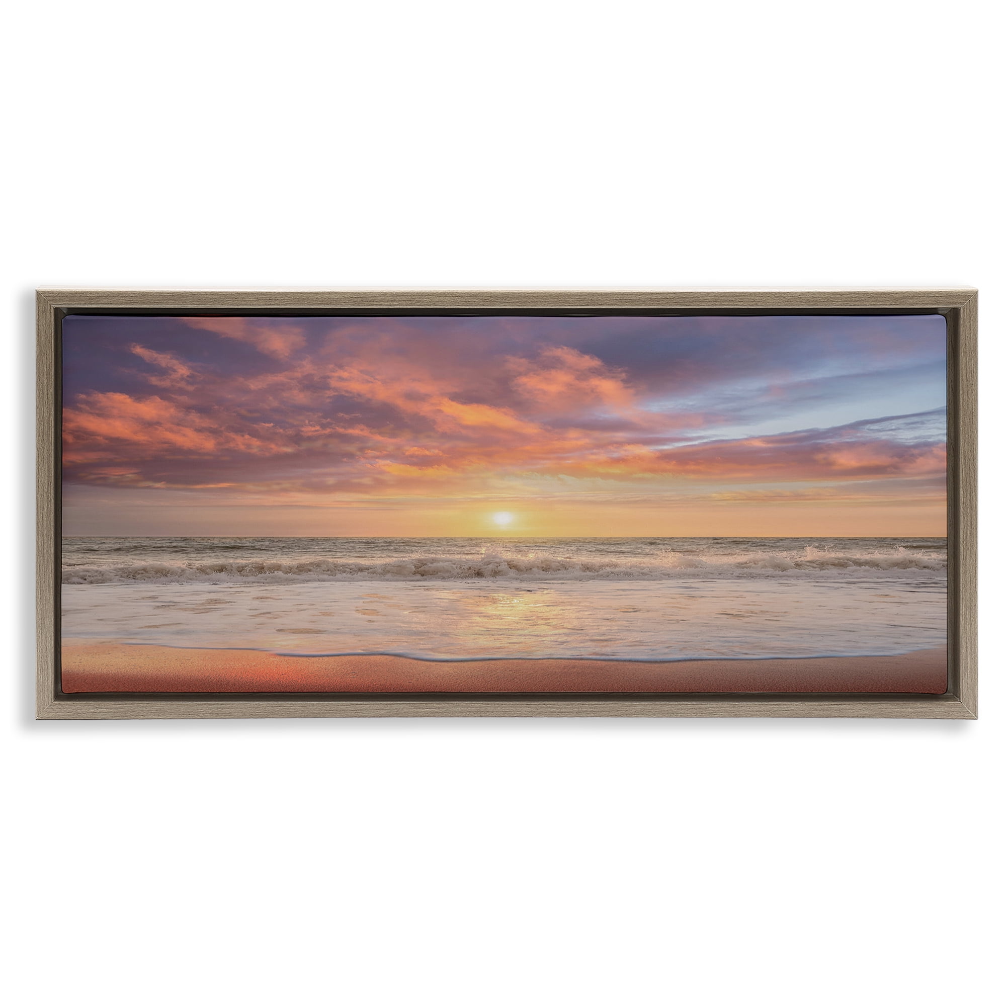 Stupell Industries Vivid Sunset Panorama Brown Framed Floater Canvas Wall Art, design by Mike Caliascibetta