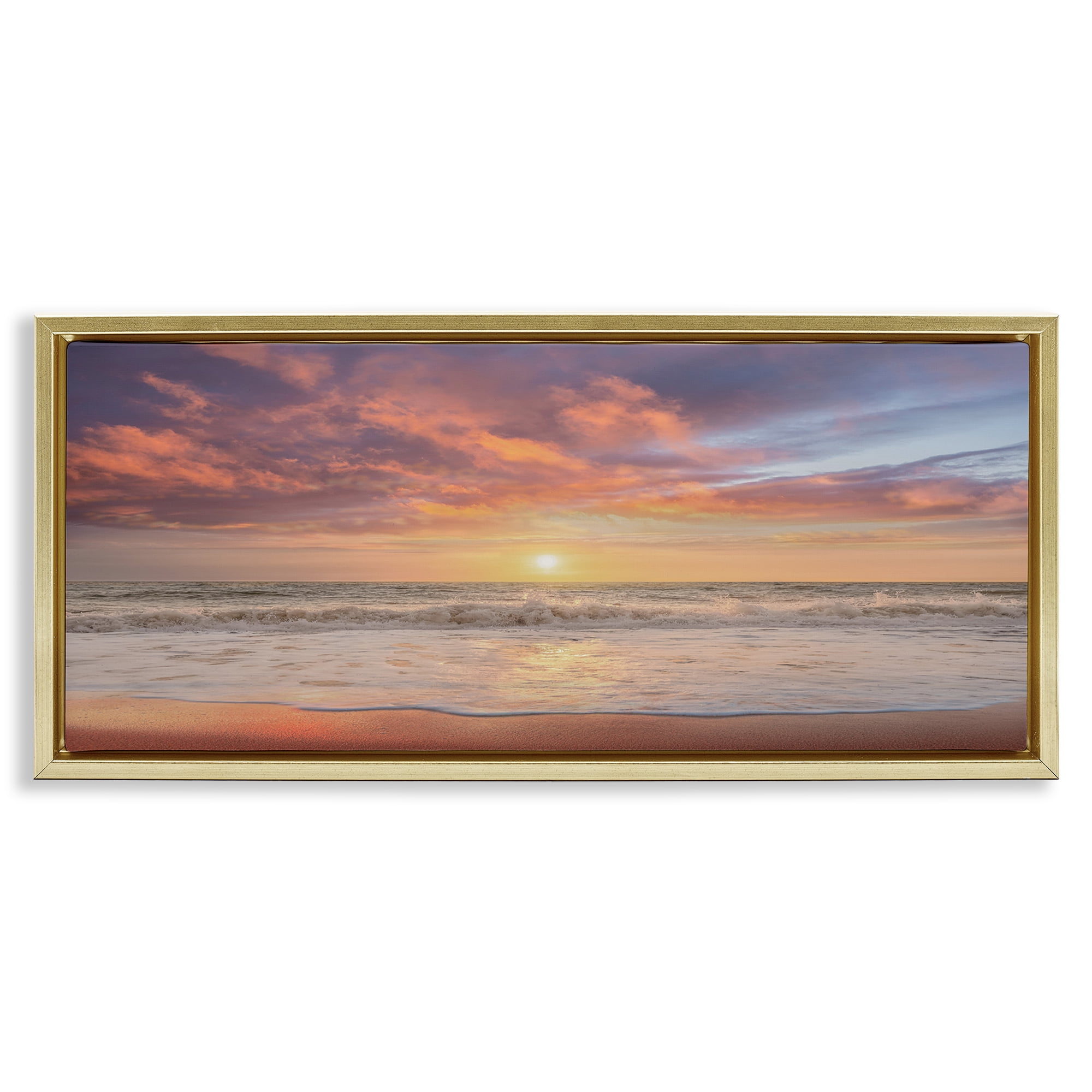 Stupell Industries Vivid Sunset Panorama Gold Framed Floater Canvas Wall Art, design by Mike Caliascibetta