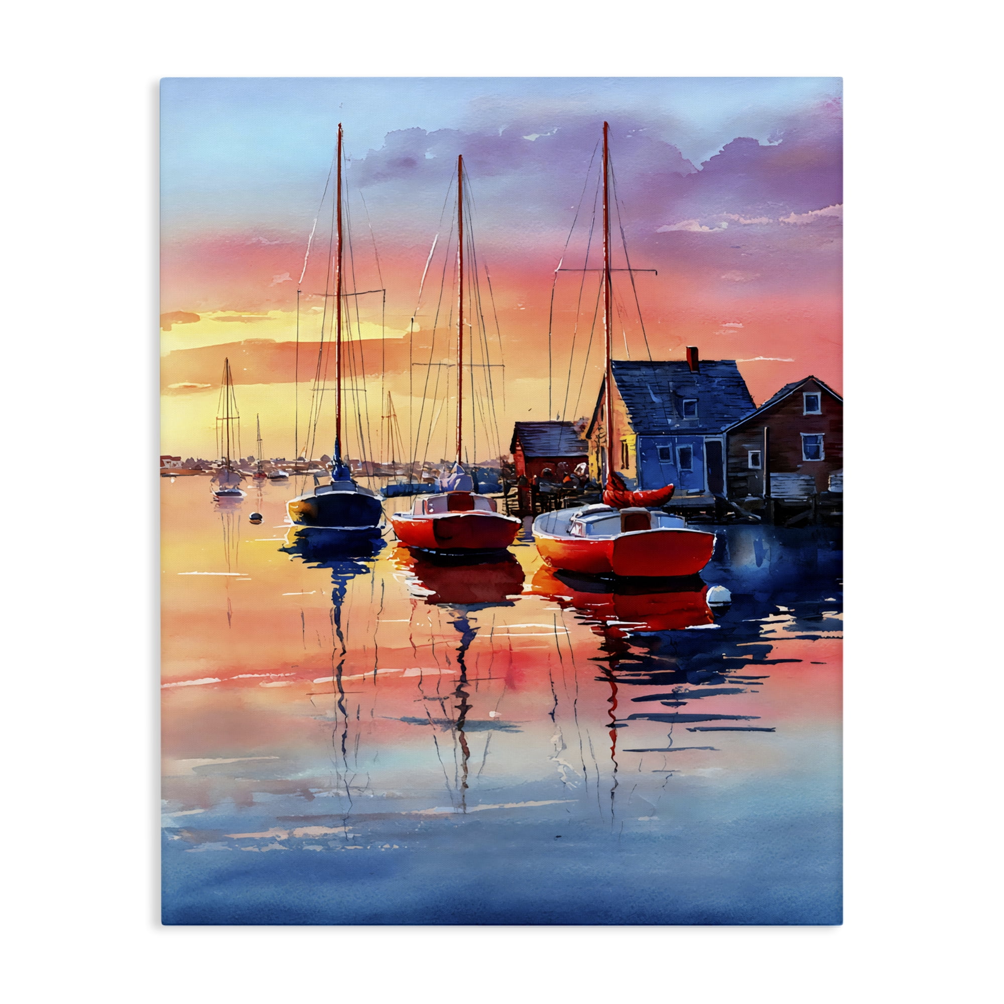 Stupell Industries Vivid Sunset at Docks Canvas Wall Art, design by Franklyn Gregory