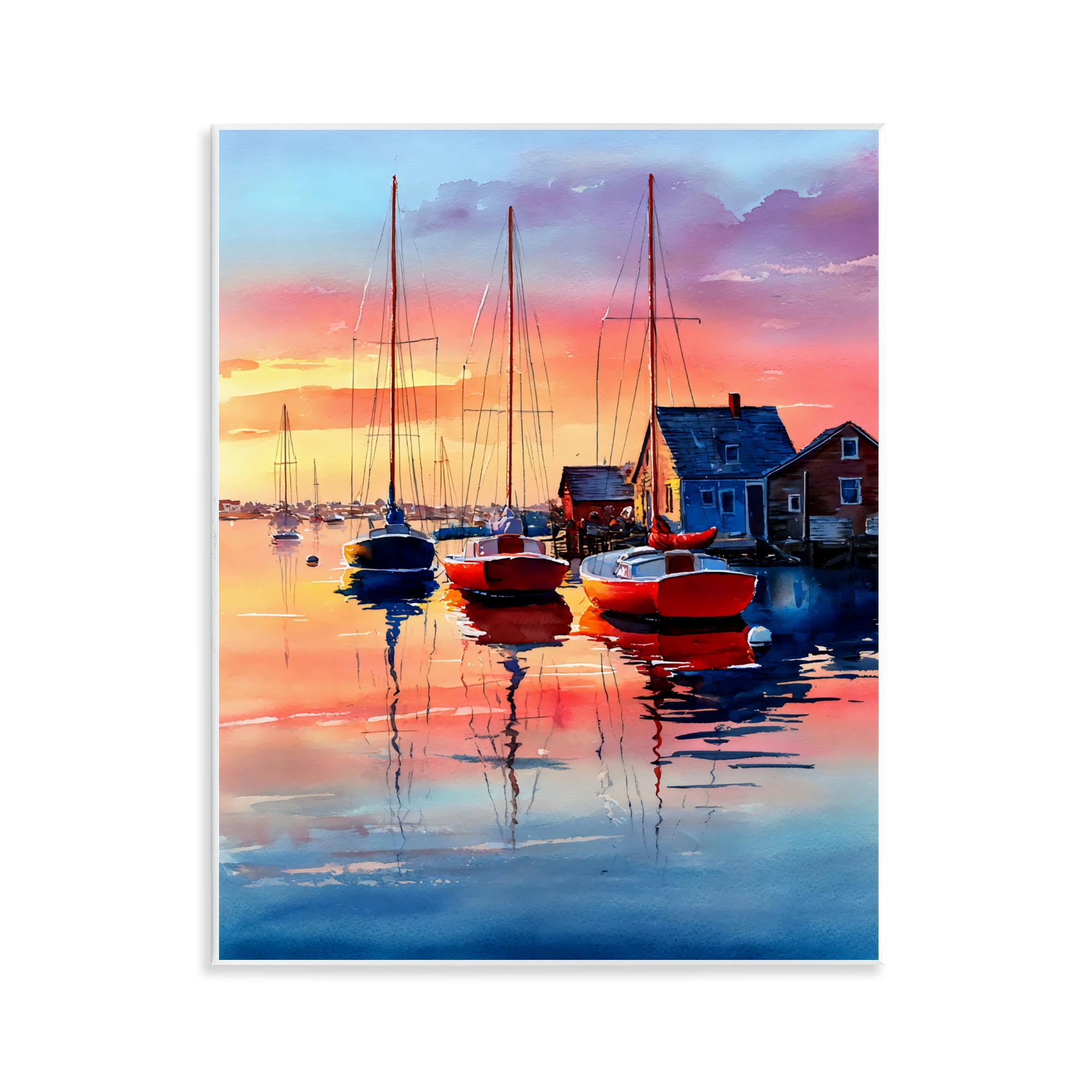 Stupell Industries Vivid Sunset at Docks Wall Plaque Art, design by Franklyn Gregory