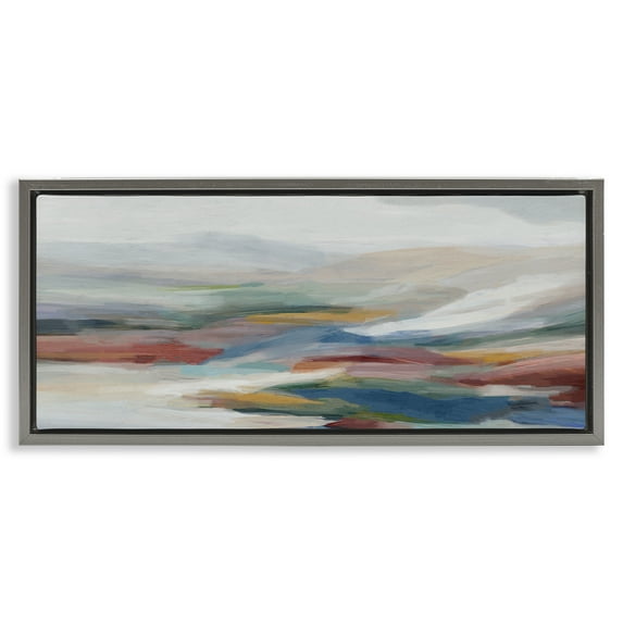 Stupell Industries Vivid Terrain Landscape Gray Framed Floater Canvas Wall Art design by Hannah Dawson, 11 x 25