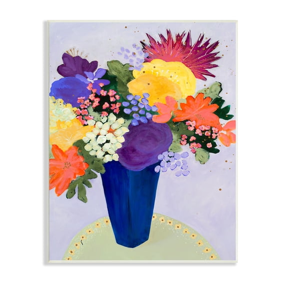 Stupell Industries Vivid Tropical Floral Arrangement Abstract Purple Orange Flowers, 13 x 19, Design by Ruth Fromstein
