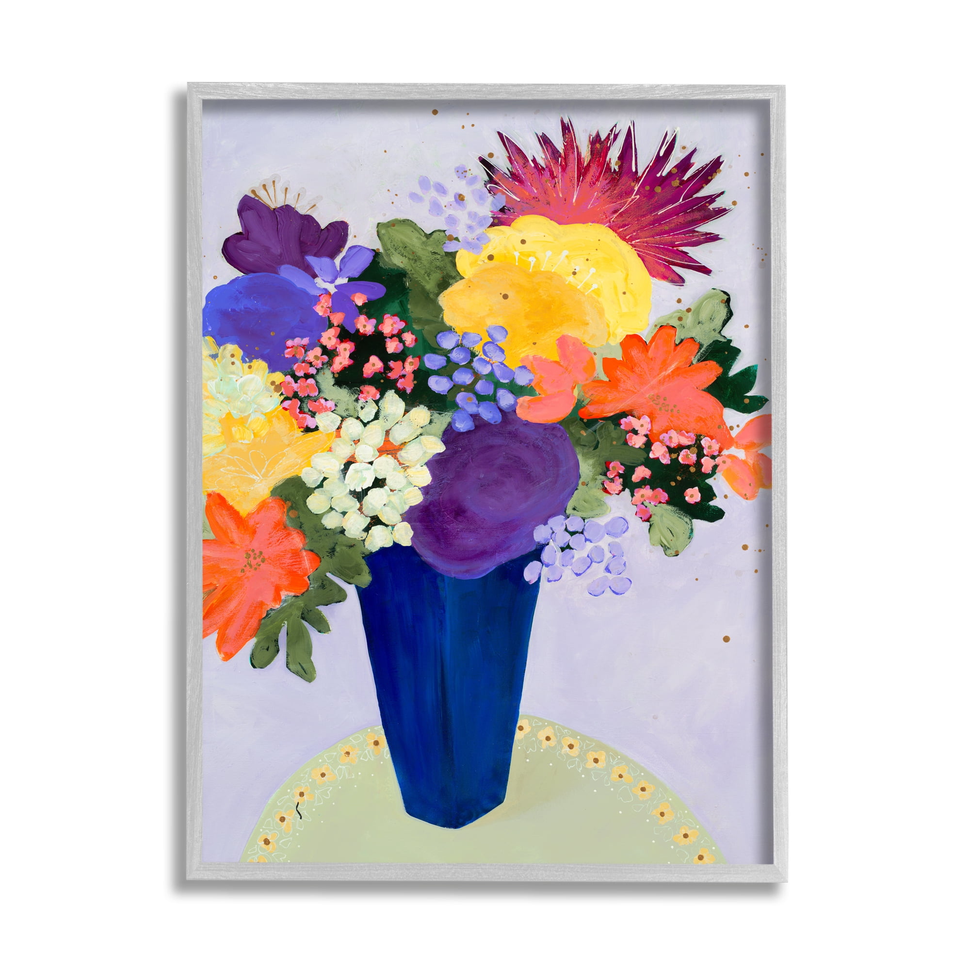 Stupell Industries Vivid Tropical Floral Arrangement Abstract Purple Orange Flowers, 16 x 20, Design by Ruth Fromstein