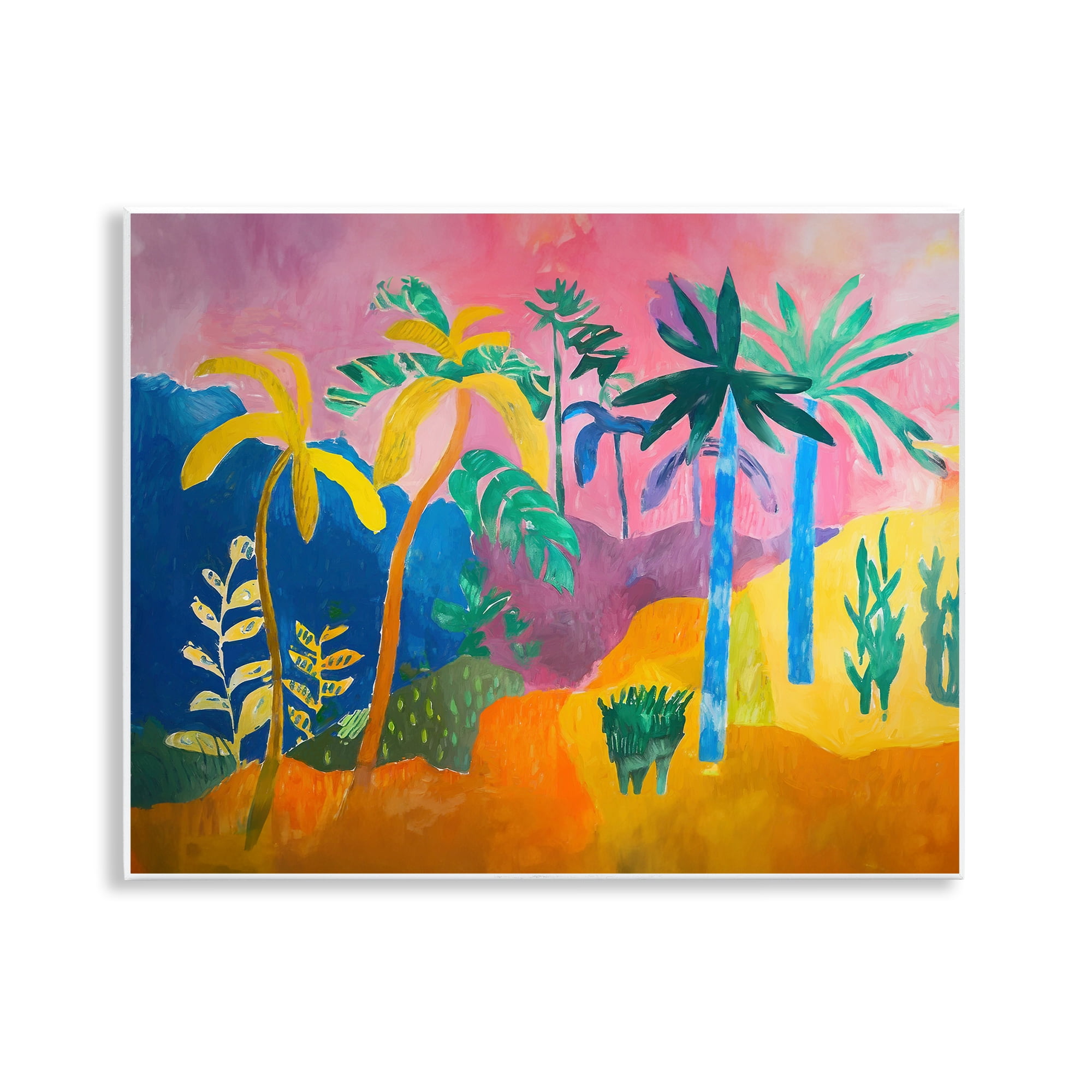 Stupell Industries Vivid Tropical Palms Coastal Painting Unframed Art Print Wall Art, 14 x 11