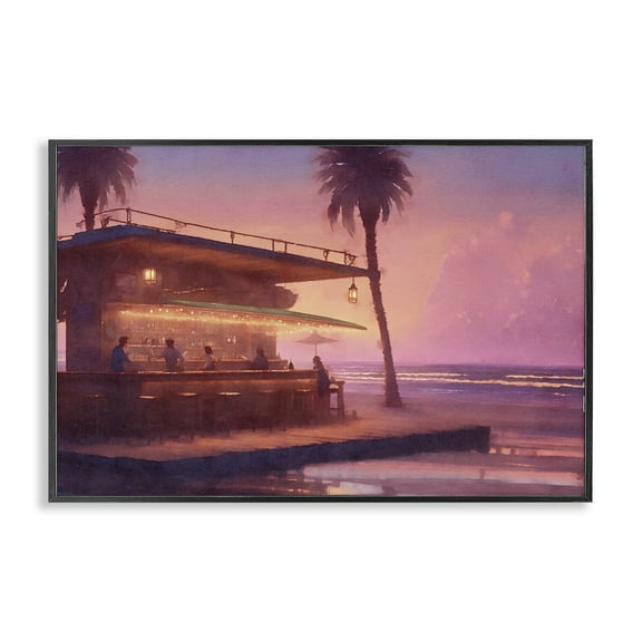Stupell Industries Vivid Tropical Sunset Nautical & Beach Painting Black Framed Art Print Wall Art, 18 x 12