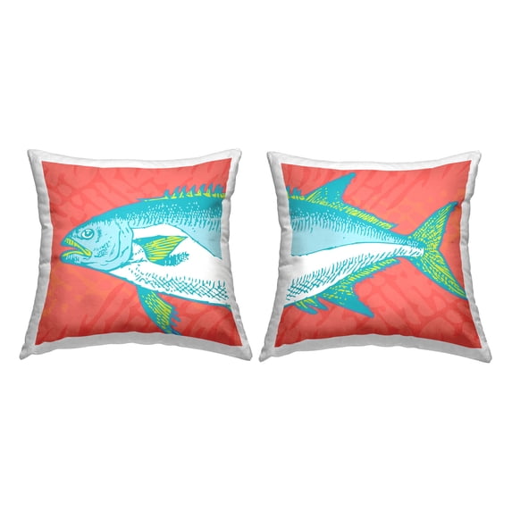 Stupell Industries Vivid Tuna Aquatic Fish Printed Throw Pillow Design by George Tygert (Set of 2)