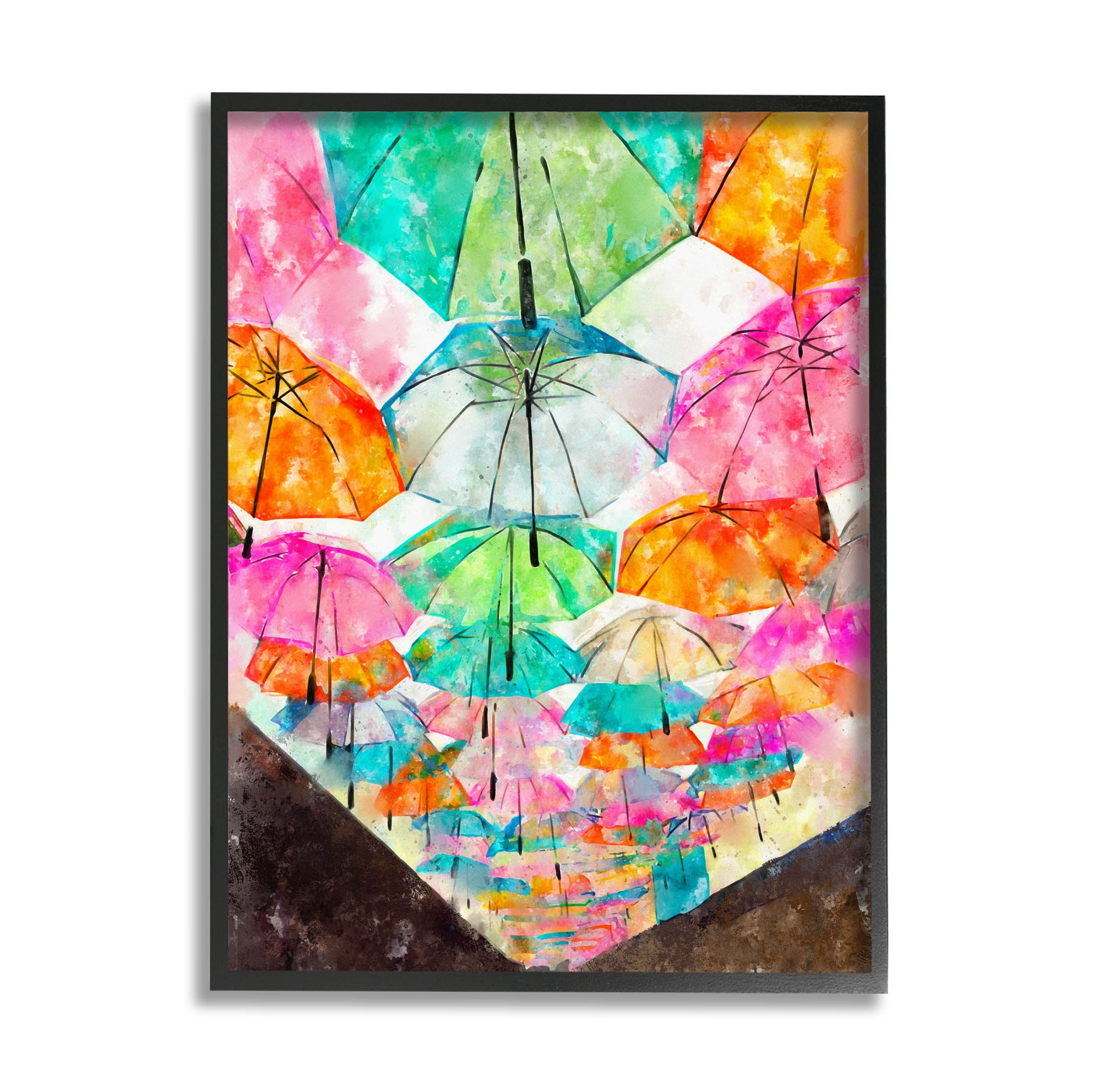 Stupell Industries Vivid Umbrellas Overhead Graphic Art Black Framed Art Print Wall Art, Design by Ziwei Li