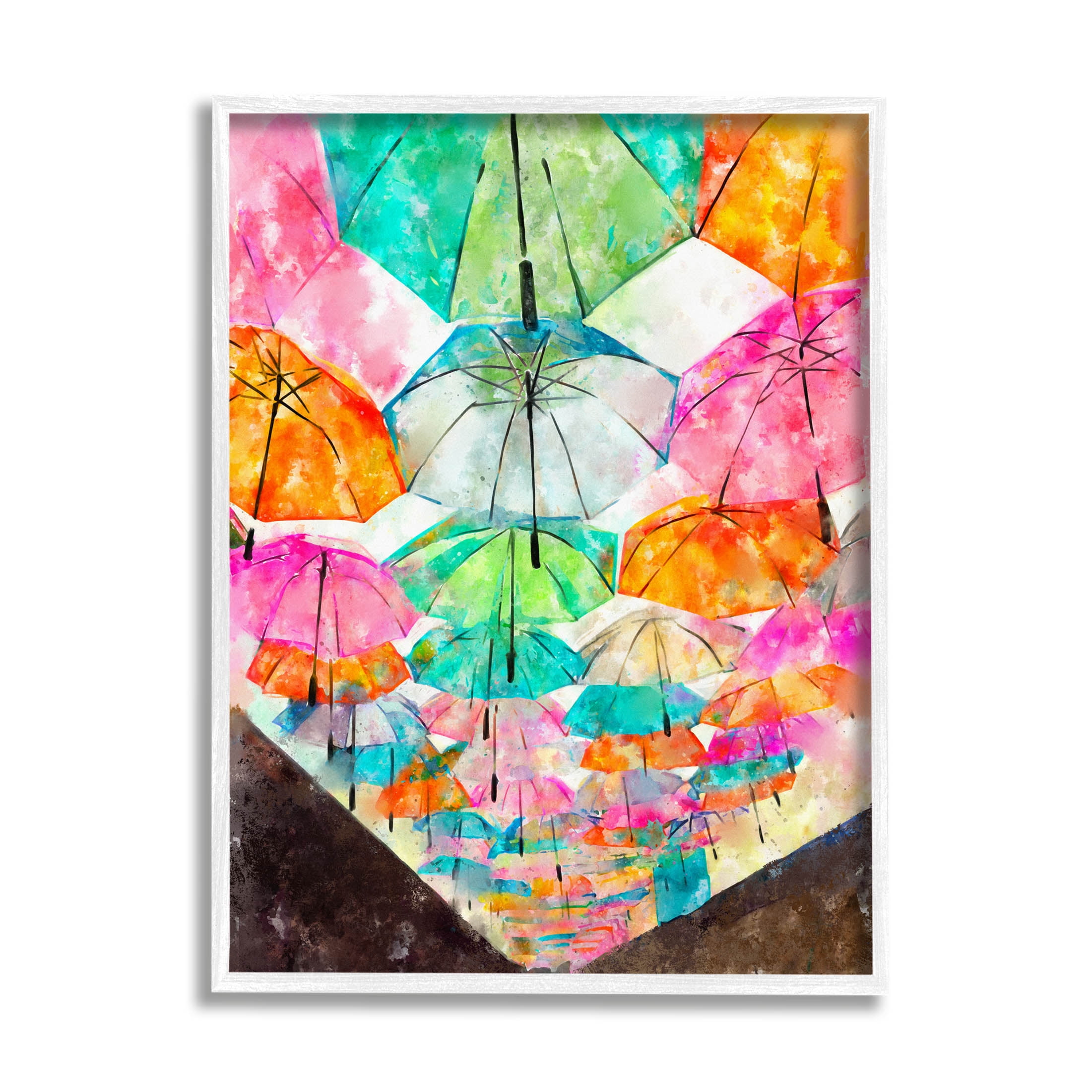Stupell Industries Vivid Umbrellas Overhead Graphic Art White Framed Art Print Wall Art, Design by Ziwei Li